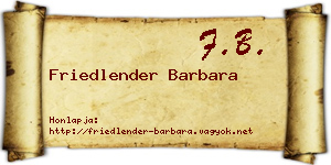 Friedlender Barbara névjegykártya